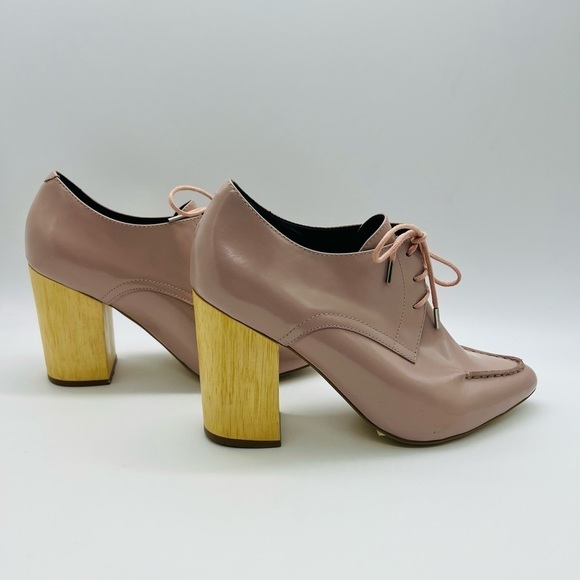 PIED JUSTE FOR ANTHRO BLUSH POINTY LACE UP BLOCK WOODEN HEELS SIZE 38 or 8 - Picture 4 of 13